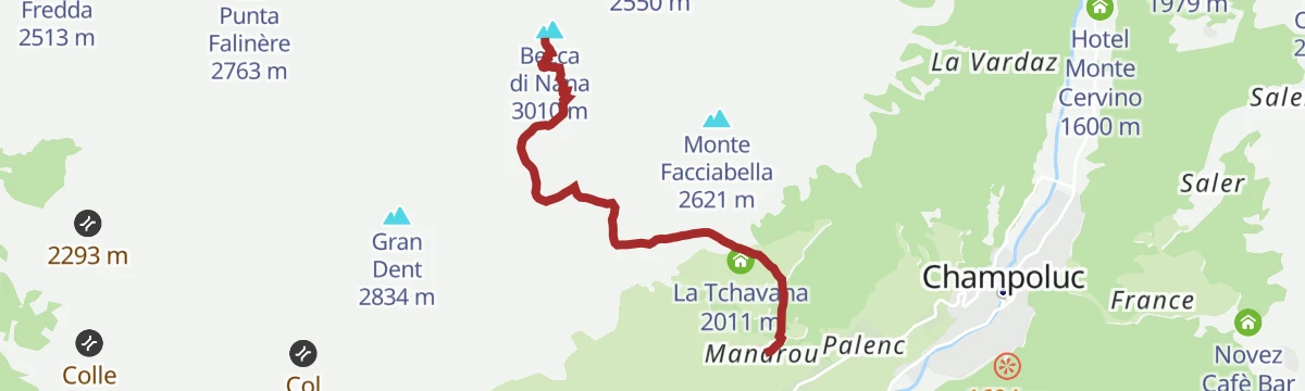 Route map: Salita alla Becca di Nana